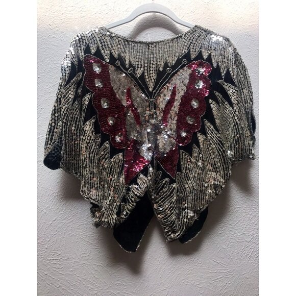 Sequin butterfly poncho top festival wear - Picture 3 of 8
